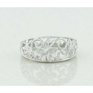 10k White Gold Diamond Butterfly Ring Size 7 1/4